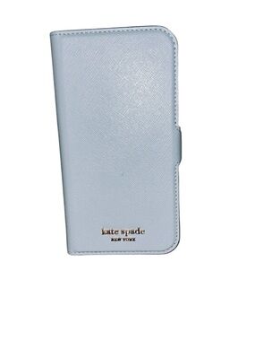 kate spade Pale Blue Saffiano Phone Wallet with Gold Logo